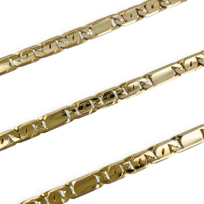 14k Yellow Gold Tiger Eye Link 4.40mm Chain Necklace 26.8g 23" ITALY
