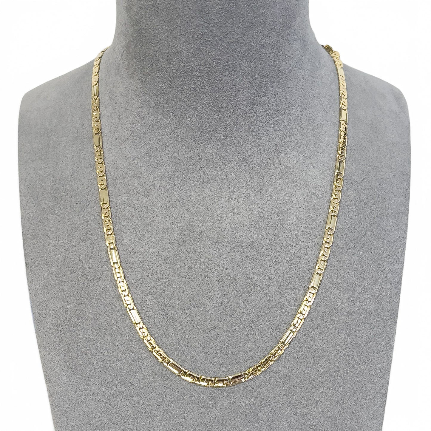 14k Yellow Gold Tiger Eye Link 4.40mm Chain Necklace 26.8g 23" ITALY