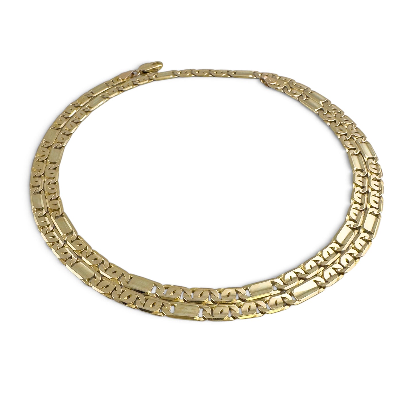 14k Yellow Gold Tiger Eye Link 4.40mm Chain Necklace 26.8g 23" ITALY