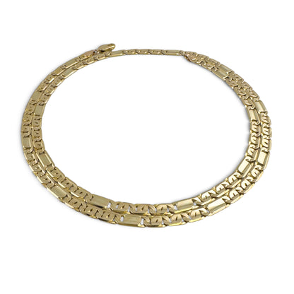 14k Yellow Gold Tiger Eye Link 4.40mm Chain Necklace 26.8g 23" ITALY
