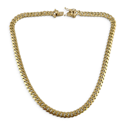 14k Yellow Gold Miami Cuban Link 7.2mm Chain Hidden Box Clasp Necklace 17" 62.6g