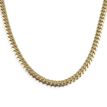 14k Yellow Gold Miami Cuban Link 7.2mm Chain Hidden Box Clasp Necklace 17" 62.6g