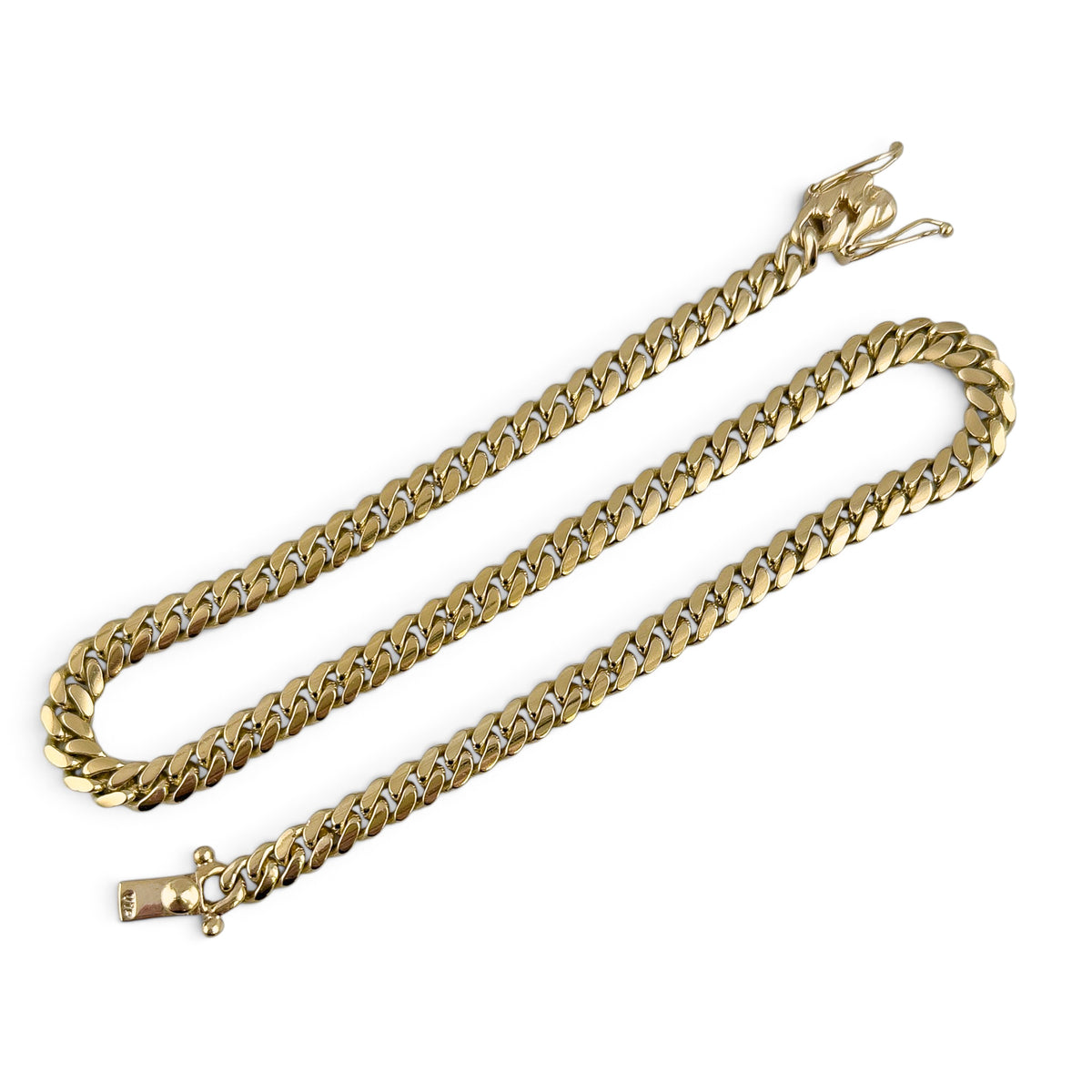14k Yellow Gold Miami Cuban Link 7.2mm Chain Hidden Box Clasp Necklace 17" 62.6g