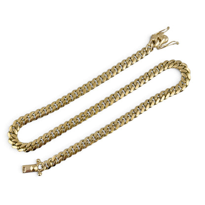14k Yellow Gold Miami Cuban Link 7.2mm Chain Hidden Box Clasp Necklace 17" 62.6g