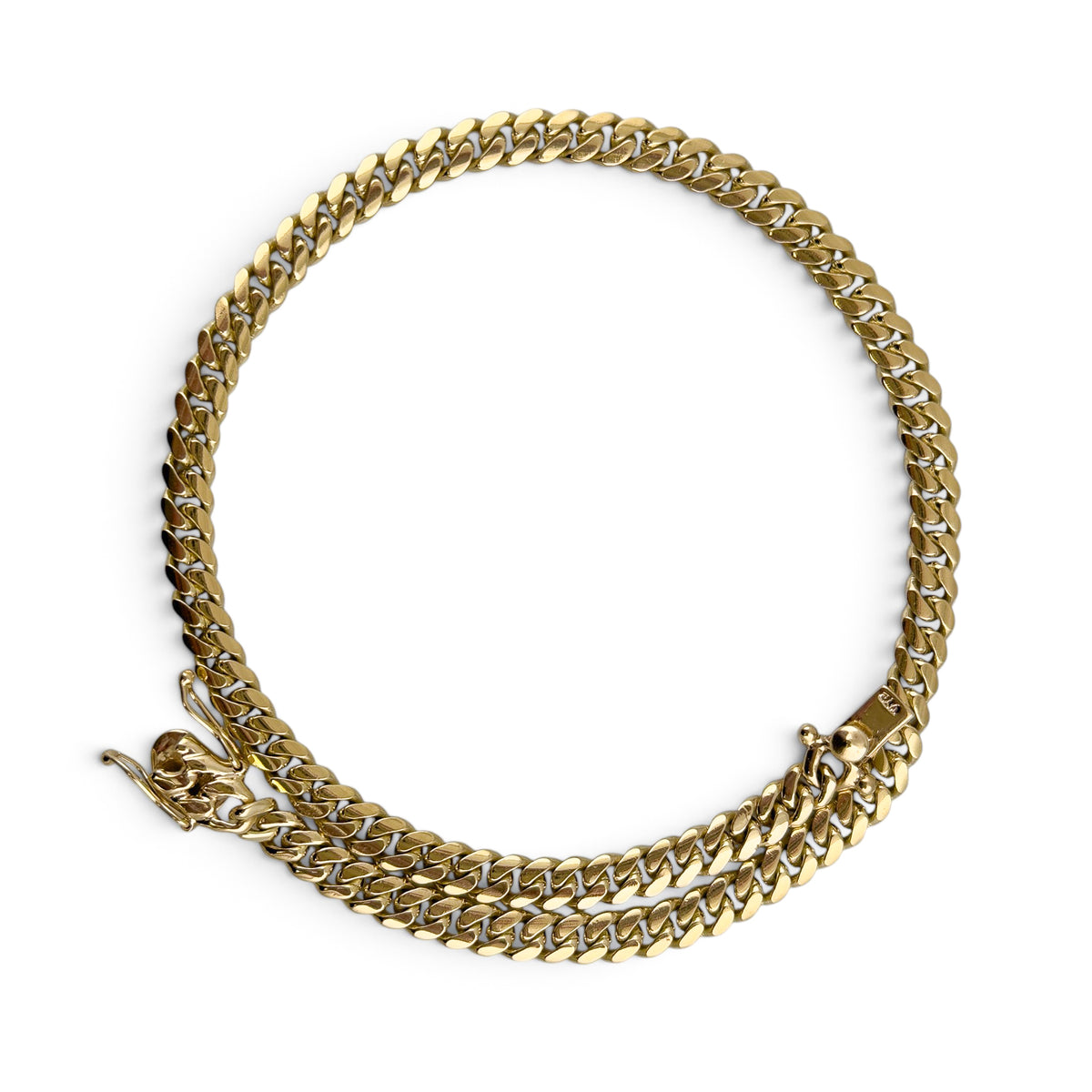 14k Yellow Gold Miami Cuban Link 7.2mm Chain Hidden Box Clasp Necklace 17" 62.6g