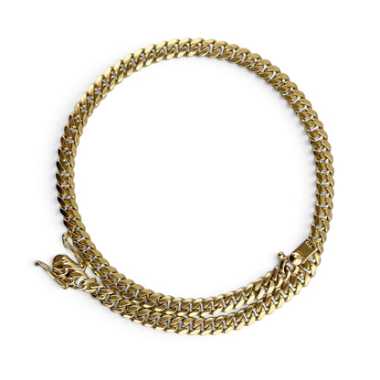 14k Yellow Gold Miami Cuban Link 7.2mm Chain Hidden Box Clasp Necklace 17" 62.6g