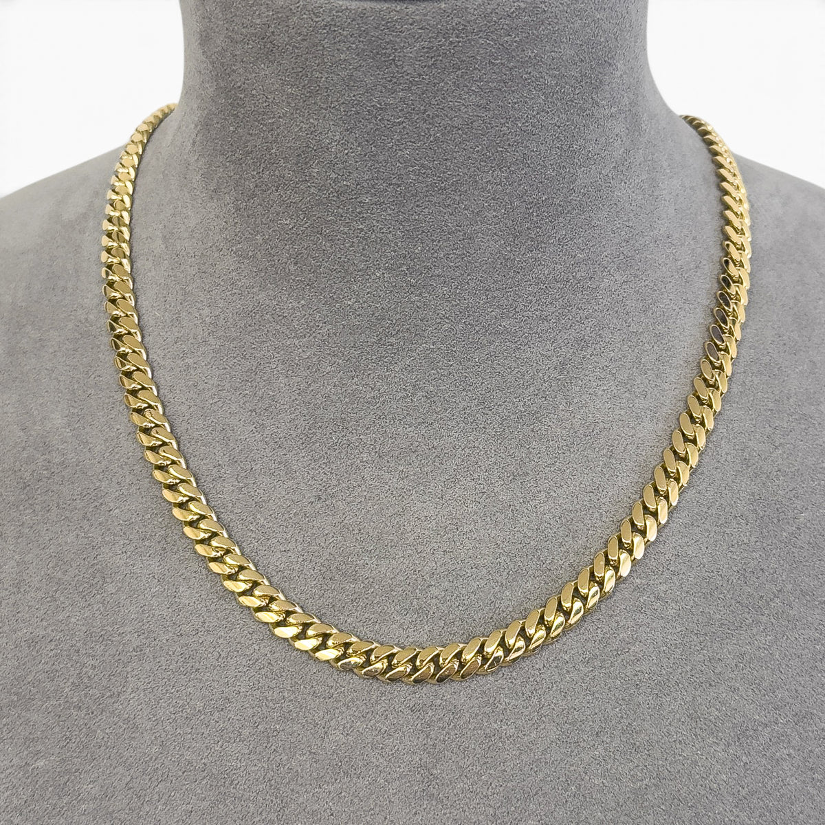 14k Yellow Gold Miami Cuban Link 7.2mm Chain Hidden Box Clasp Necklace 17" 62.6g