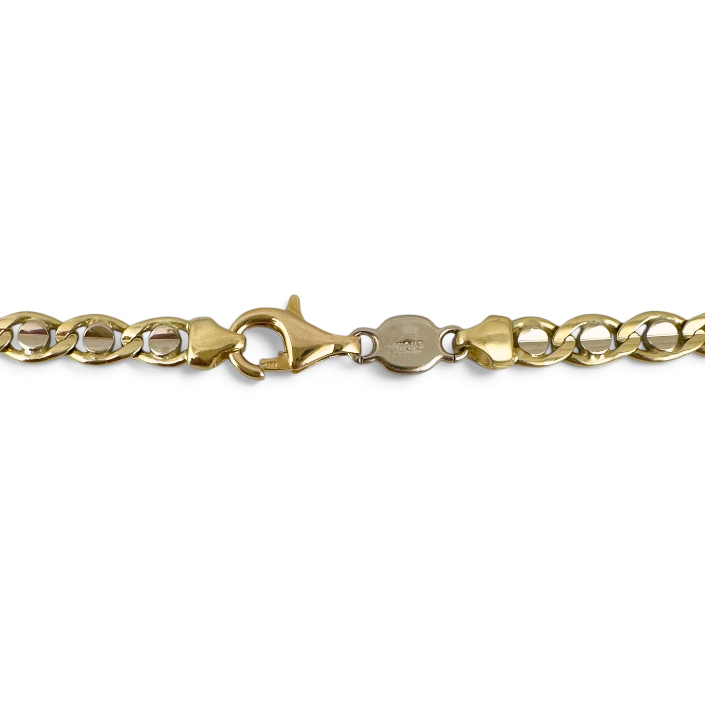 14k White & Yellow Gold Fancy Mariner Anchor 5.30mm Chain Necklace 30g 22" ITALY