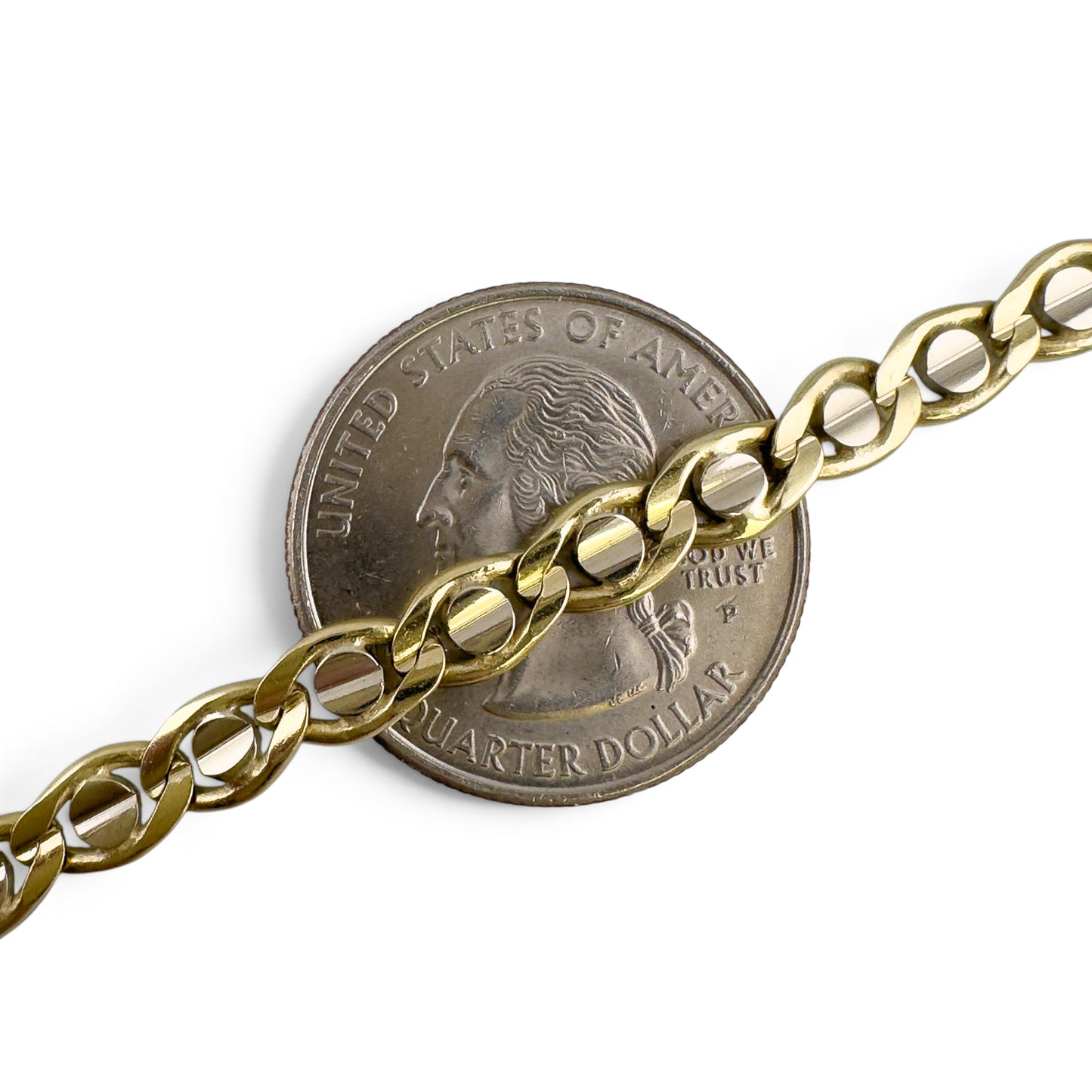 14k White & Yellow Gold Fancy Mariner Anchor 5.30mm Chain Necklace 30g 22" ITALY