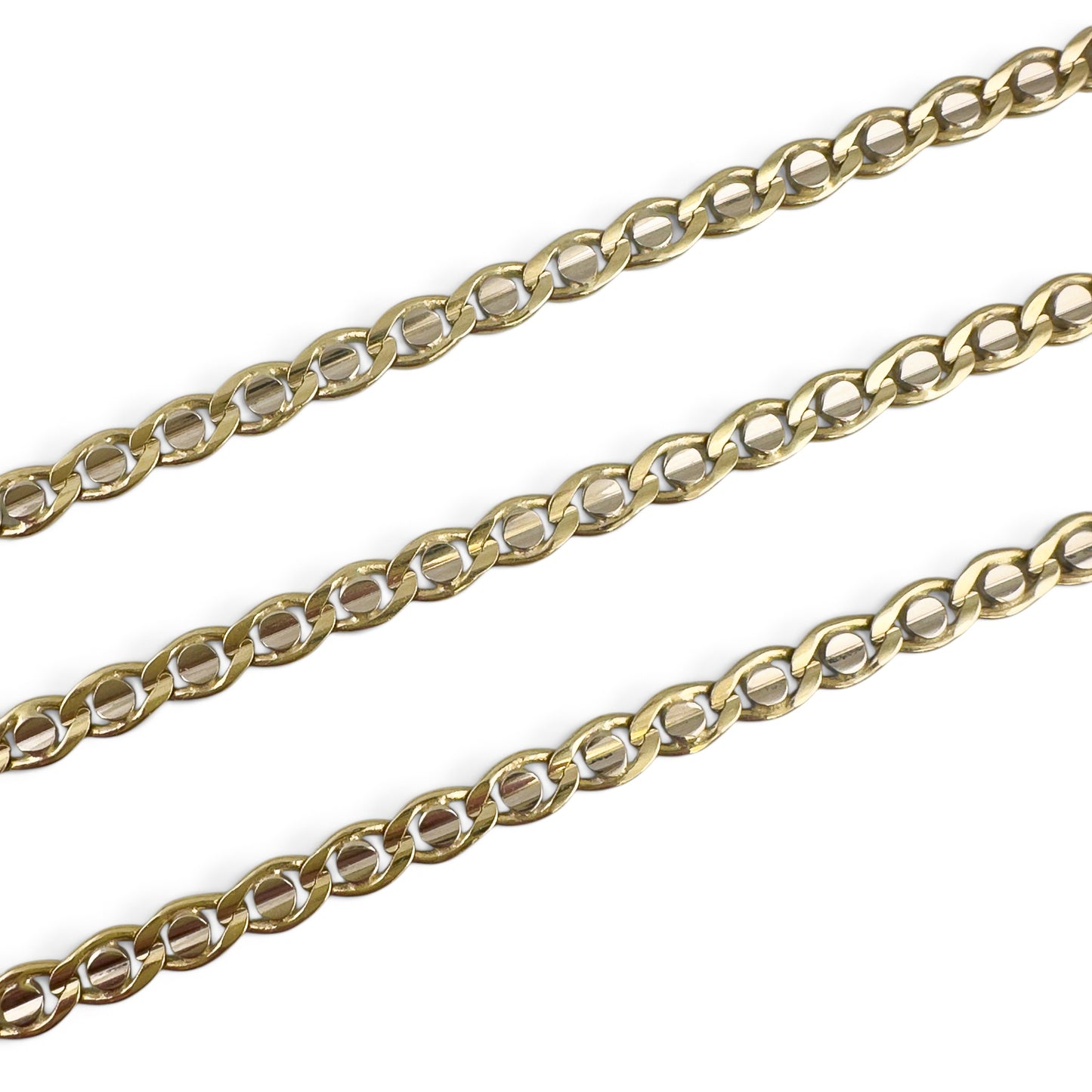 14k White & Yellow Gold Fancy Mariner Anchor 5.30mm Chain Necklace 30g 22" ITALY