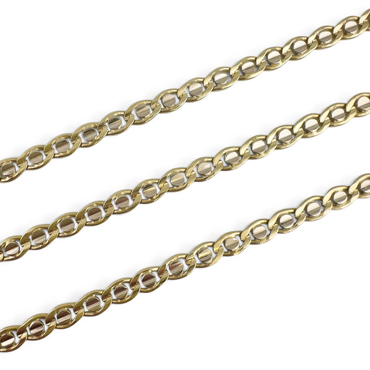 14k White & Yellow Gold Fancy Mariner Anchor 5.30mm Chain Necklace 30g 22" ITALY