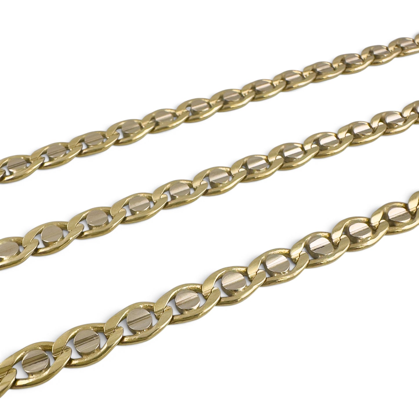 14k White & Yellow Gold Fancy Mariner Anchor 5.30mm Chain Necklace 30g 22" ITALY
