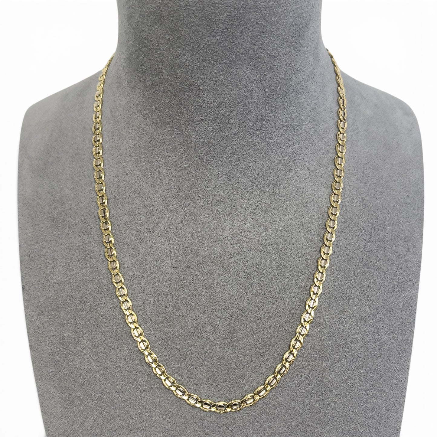 14k White & Yellow Gold Fancy Mariner Anchor 5.30mm Chain Necklace 30g 22" ITALY