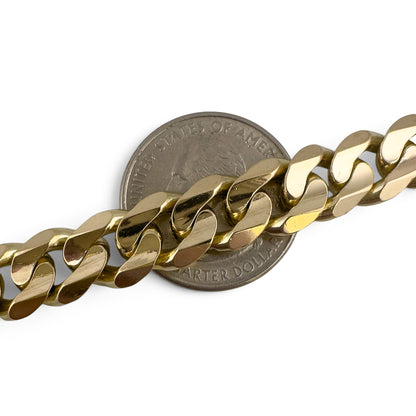 14k Yellow Gold Miami Cuban Curb 10mm Link Chain Bracelet 8.50" 46.3g ITALY