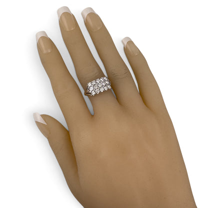 18k White Gold 3 Row Diamond Rectangular Cocktail Cluster Ring 1.95ctw G SI1