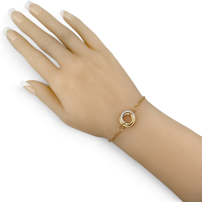 Cartier Trinity w/ Diamonds 18k Tricolor Gold Chain Bracelet + BAG BOX CERT