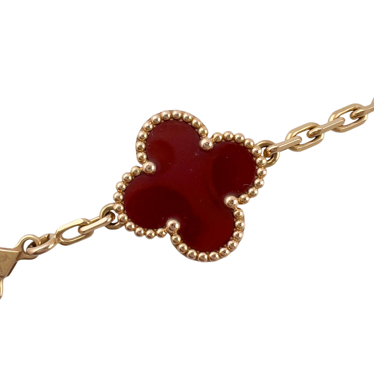 Van Cleef Arpels Carnelian Guilloche 5 Motif Vintage Alhambra Bracelet BOX CERT