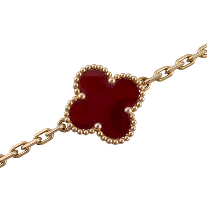 Van Cleef Arpels Carnelian Guilloche 5 Motif Vintage Alhambra Bracelet BOX CERT
