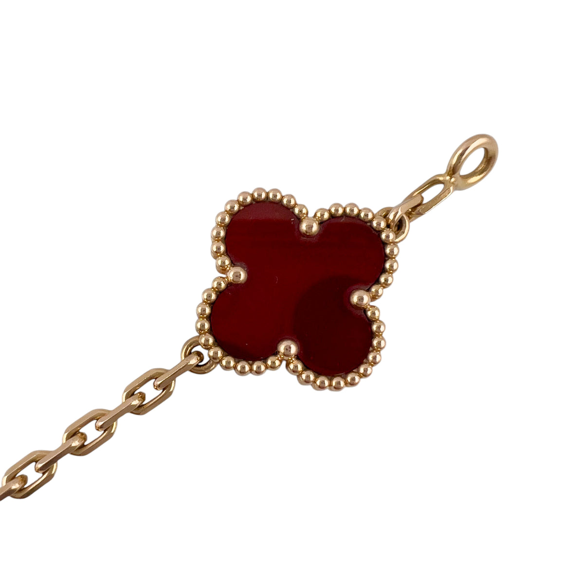 Van Cleef Arpels Carnelian Guilloche 5 Motif Vintage Alhambra Bracelet BOX CERT