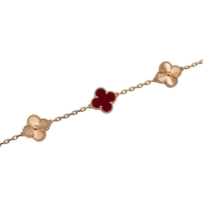 Van Cleef Arpels Carnelian Guilloche 5 Motif Vintage Alhambra Bracelet BOX CERT
