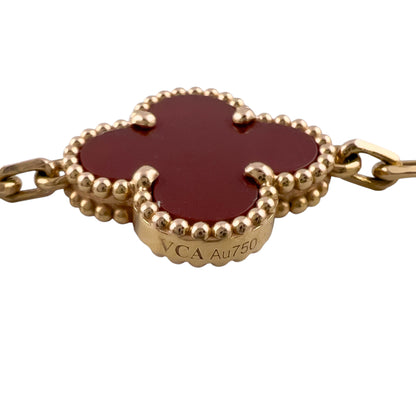 Van Cleef Arpels Carnelian Guilloche 5 Motif Vintage Alhambra Bracelet BOX CERT
