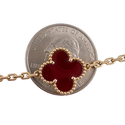Van Cleef Arpels Carnelian Guilloche 5 Motif Vintage Alhambra Bracelet BOX CERT