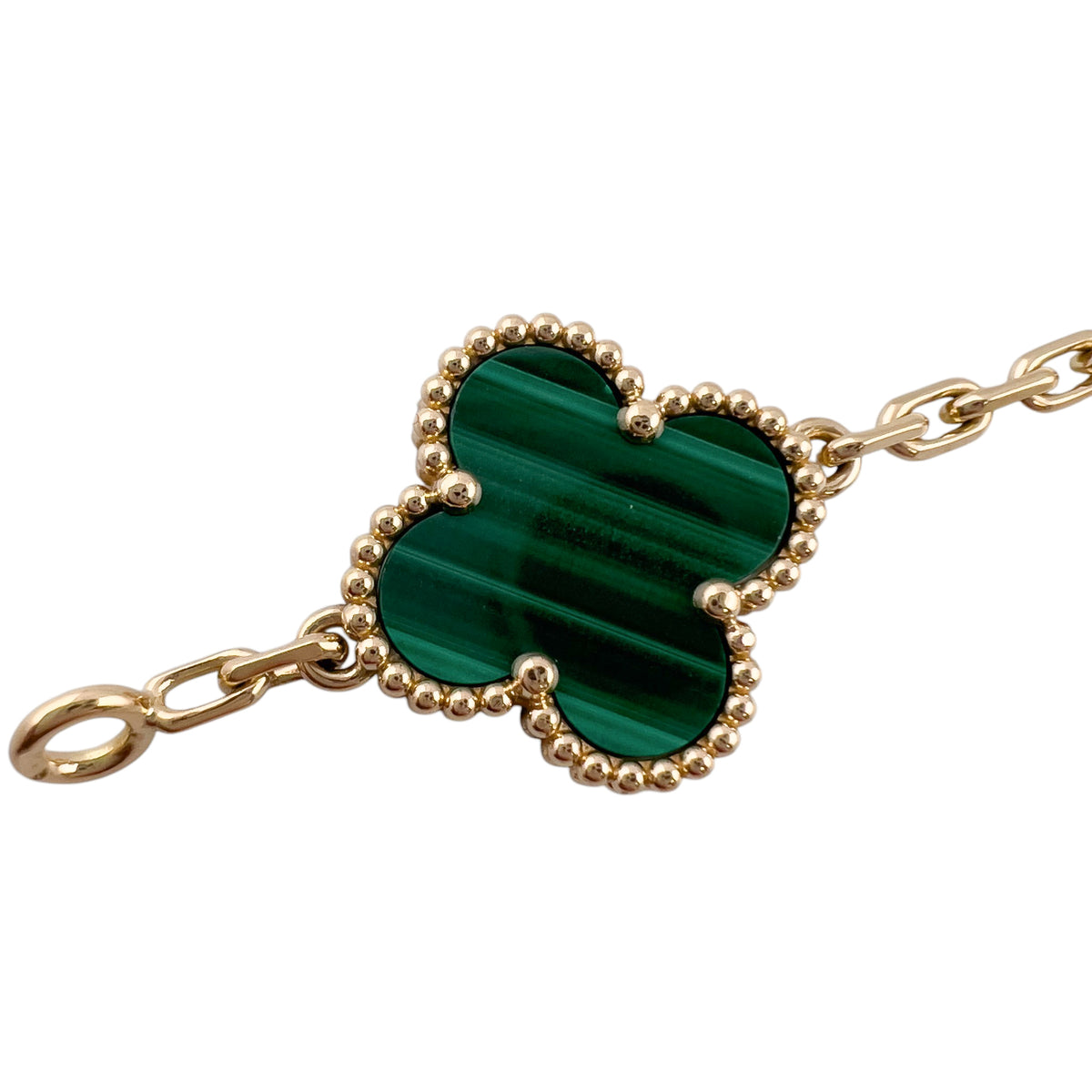 Van Cleef Arpels Malachite 5 Motif Vintage Alhambra 18k Gold Bracelet POUCH CERT