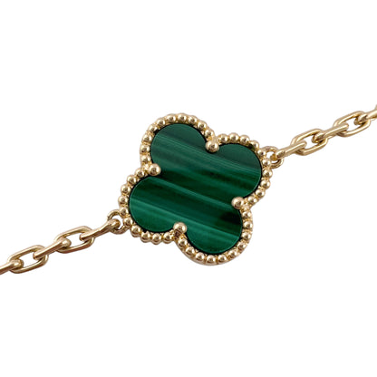 Van Cleef Arpels Malachite 5 Motif Vintage Alhambra 18k Gold Bracelet POUCH CERT