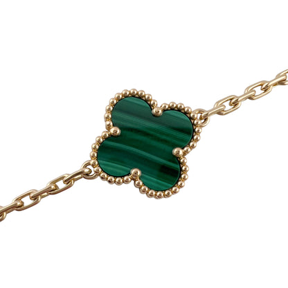 Van Cleef Arpels Malachite 5 Motif Vintage Alhambra 18k Gold Bracelet POUCH CERT