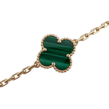 Van Cleef Arpels Malachite 5 Motif Vintage Alhambra 18k Gold Bracelet POUCH CERT
