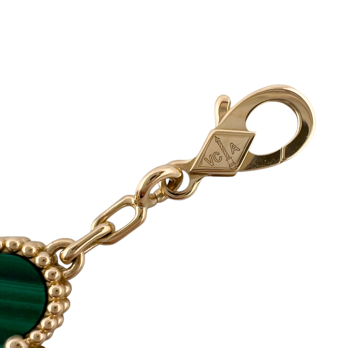 Van Cleef Arpels Malachite 5 Motif Vintage Alhambra 18k Gold Bracelet POUCH CERT