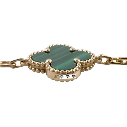Van Cleef Arpels Malachite 5 Motif Vintage Alhambra 18k Gold Bracelet POUCH CERT
