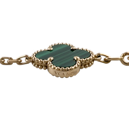 Van Cleef Arpels Malachite 5 Motif Vintage Alhambra 18k Gold Bracelet POUCH CERT