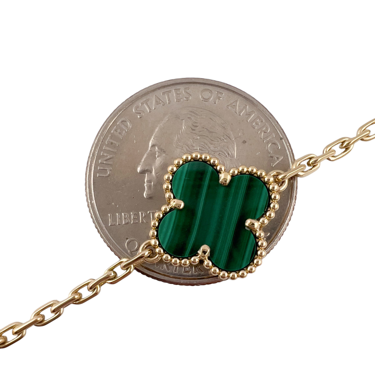 Van Cleef Arpels Malachite 5 Motif Vintage Alhambra 18k Gold Bracelet POUCH CERT