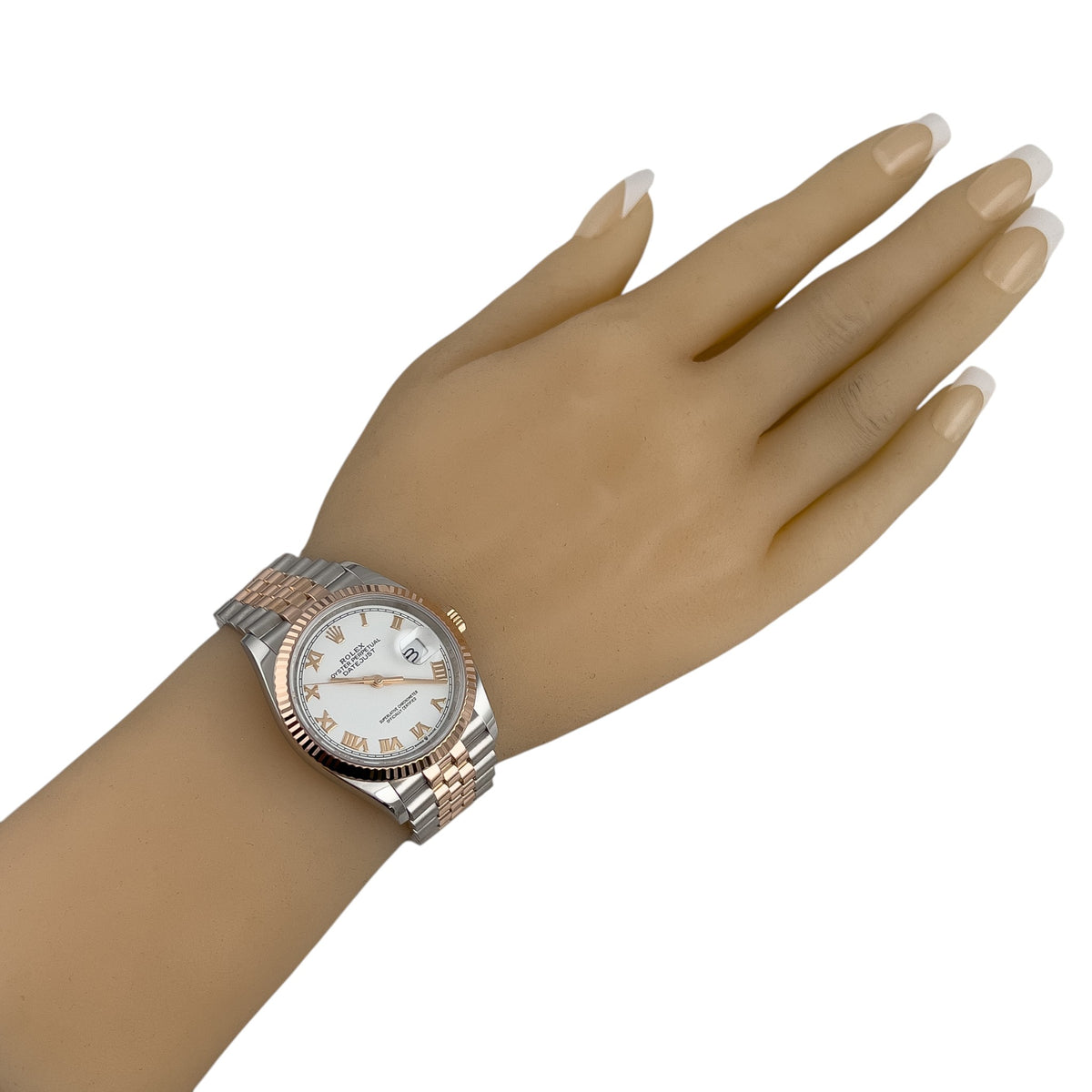 2019 Rolex DateJust 126231 36mm White Roman 18k Rose Gold & Steel BOX + PAPERS