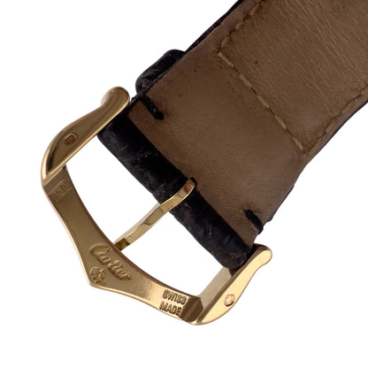 Cartier Tank 2742 18k Yellow Gold 28mm x 35mm White Roman Steel Back Black Strap