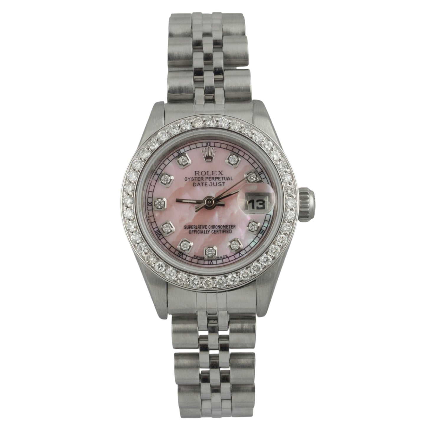 1996 Rolex DateJust 69174 Rose MOP Diamond Stainless Steel 26mm Ladies Watch BOX