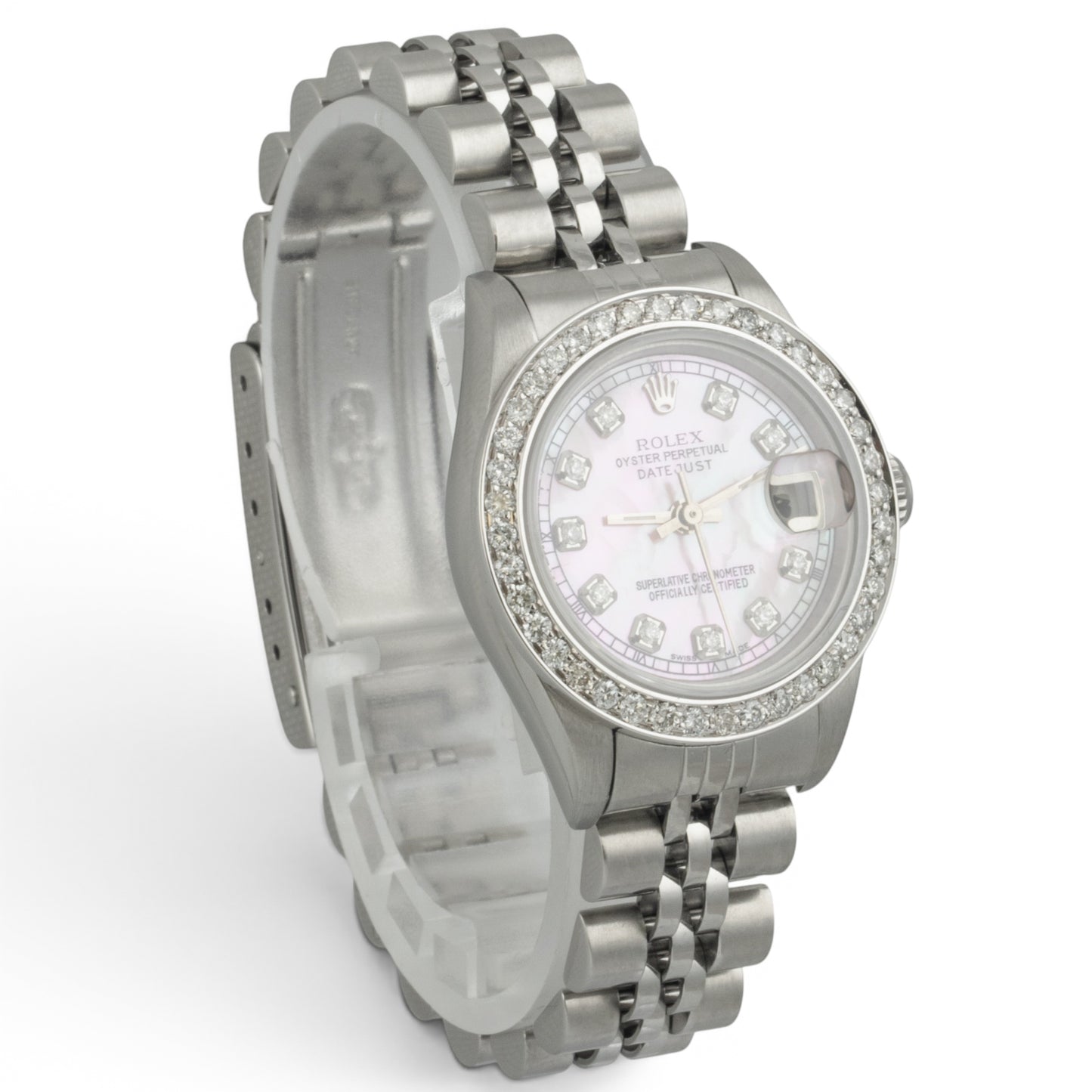 1996 Rolex DateJust 69174 Rose MOP Diamond Stainless Steel 26mm Ladies Watch BOX