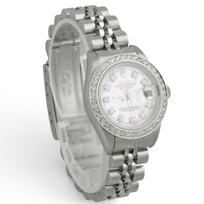 1996 Rolex DateJust 69174 Rose MOP Diamond Stainless Steel 26mm Ladies Watch BOX