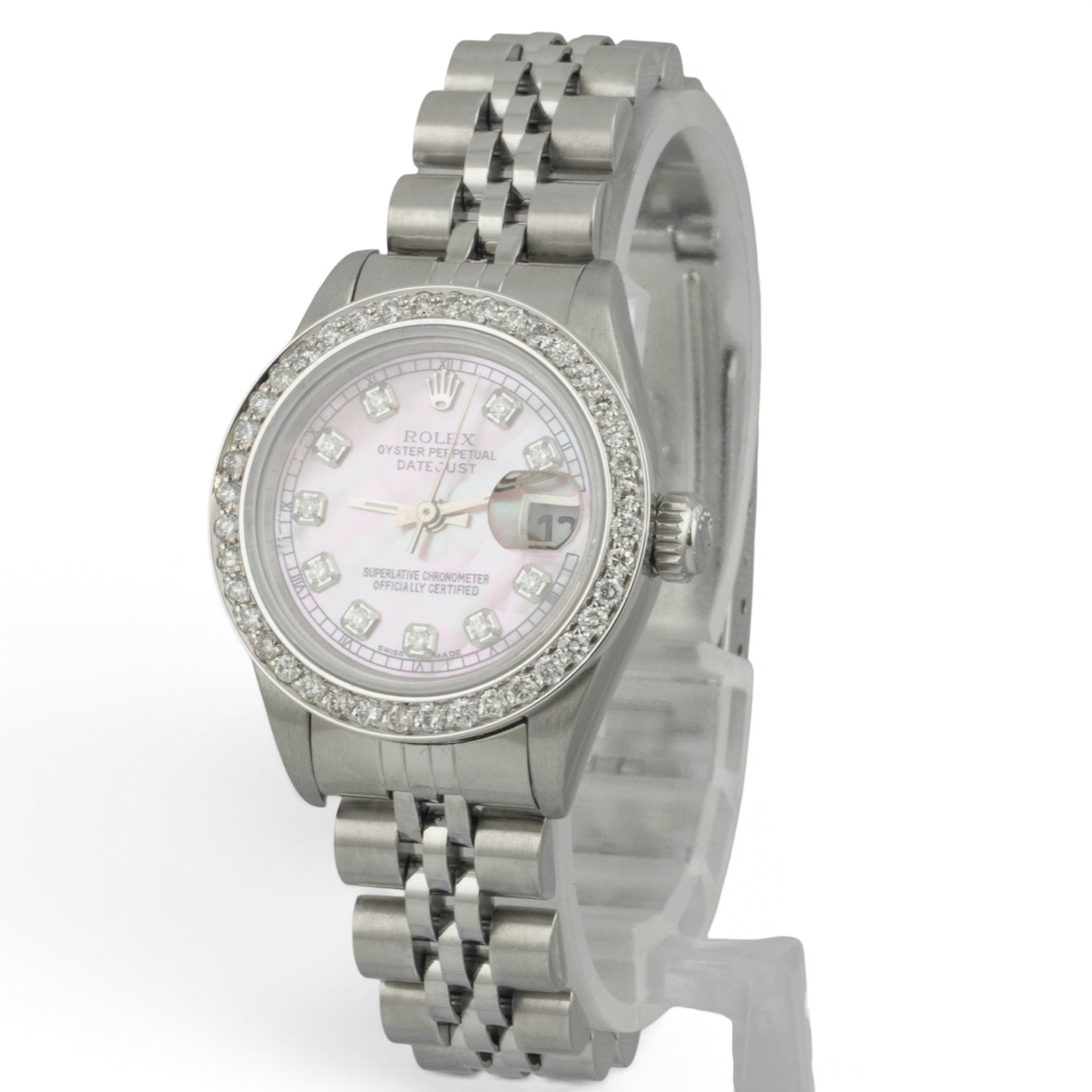 1996 Rolex DateJust 69174 Rose MOP Diamond Stainless Steel 26mm Ladies Watch BOX