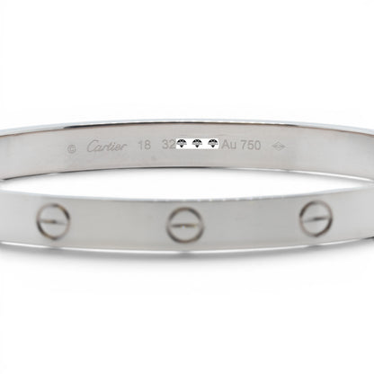 Cartier Love Classic 18k White Gold Bracelet Size 16 RECEIPT BOX & CERT 2021