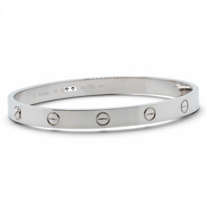 Cartier Love Classic 18k White Gold Bracelet Size 16 RECEIPT BOX & CERT 2021