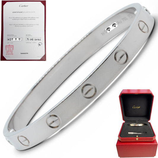 Cartier Love Classic 18k White Gold Bracelet Size 16 RECEIPT BOX & CERT 2021