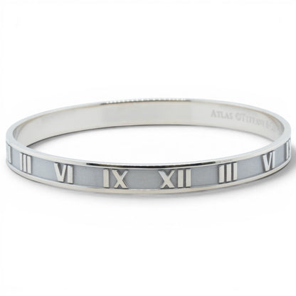 Tiffany & Co. 18k White Gold Atlas Roman Numeral Bangle Bracelet Italy BAG BOX