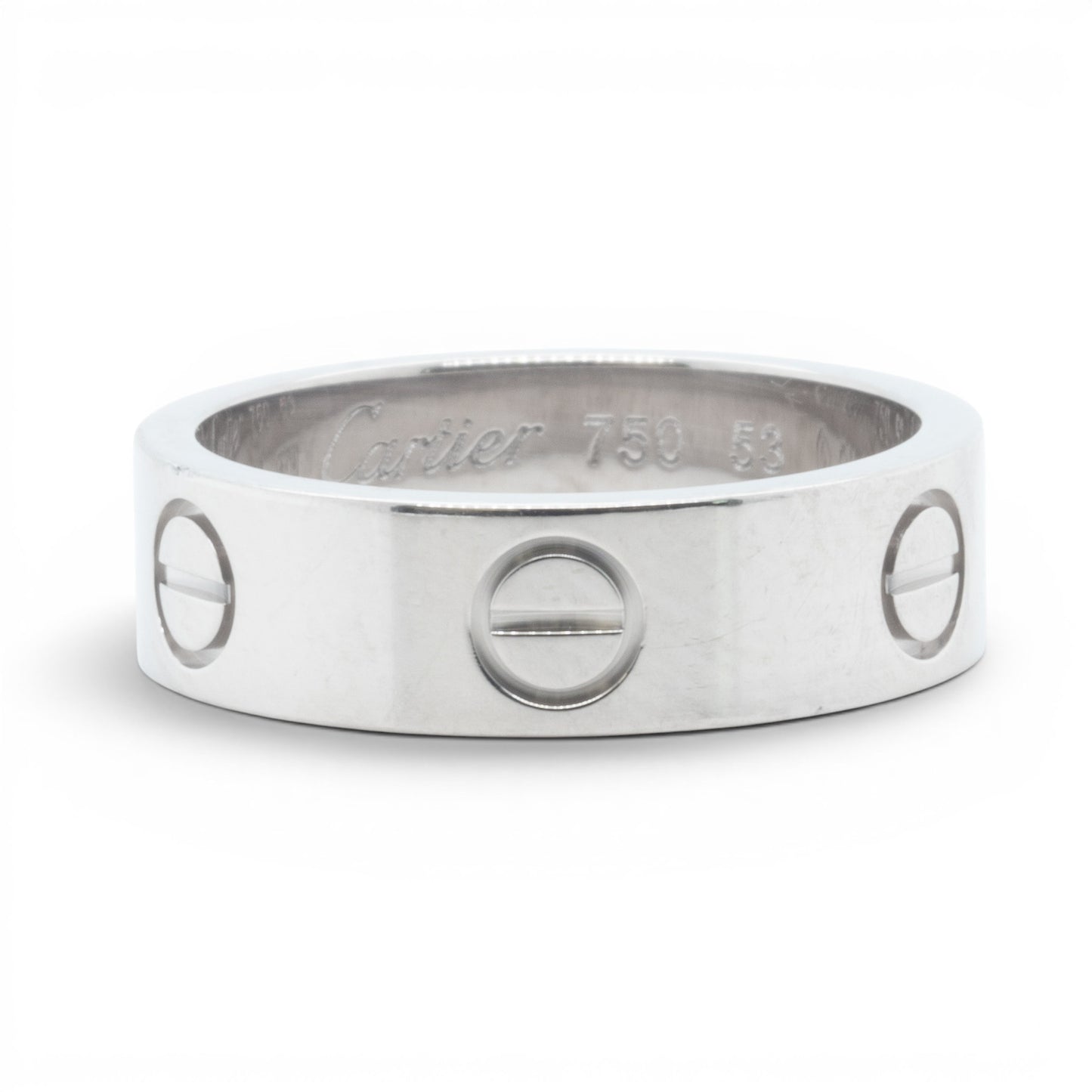 Cartier LOVE 18k White Gold 5.5MM Wedding Band Ring Size 53 US 6.25 w/ BOX