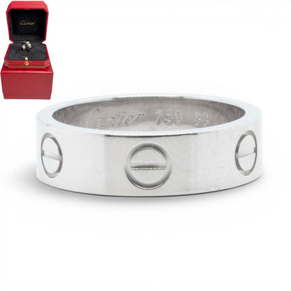 Cartier LOVE 18k White Gold 5.5MM Wedding Band Ring Size 53 US 6.25 w/ BOX