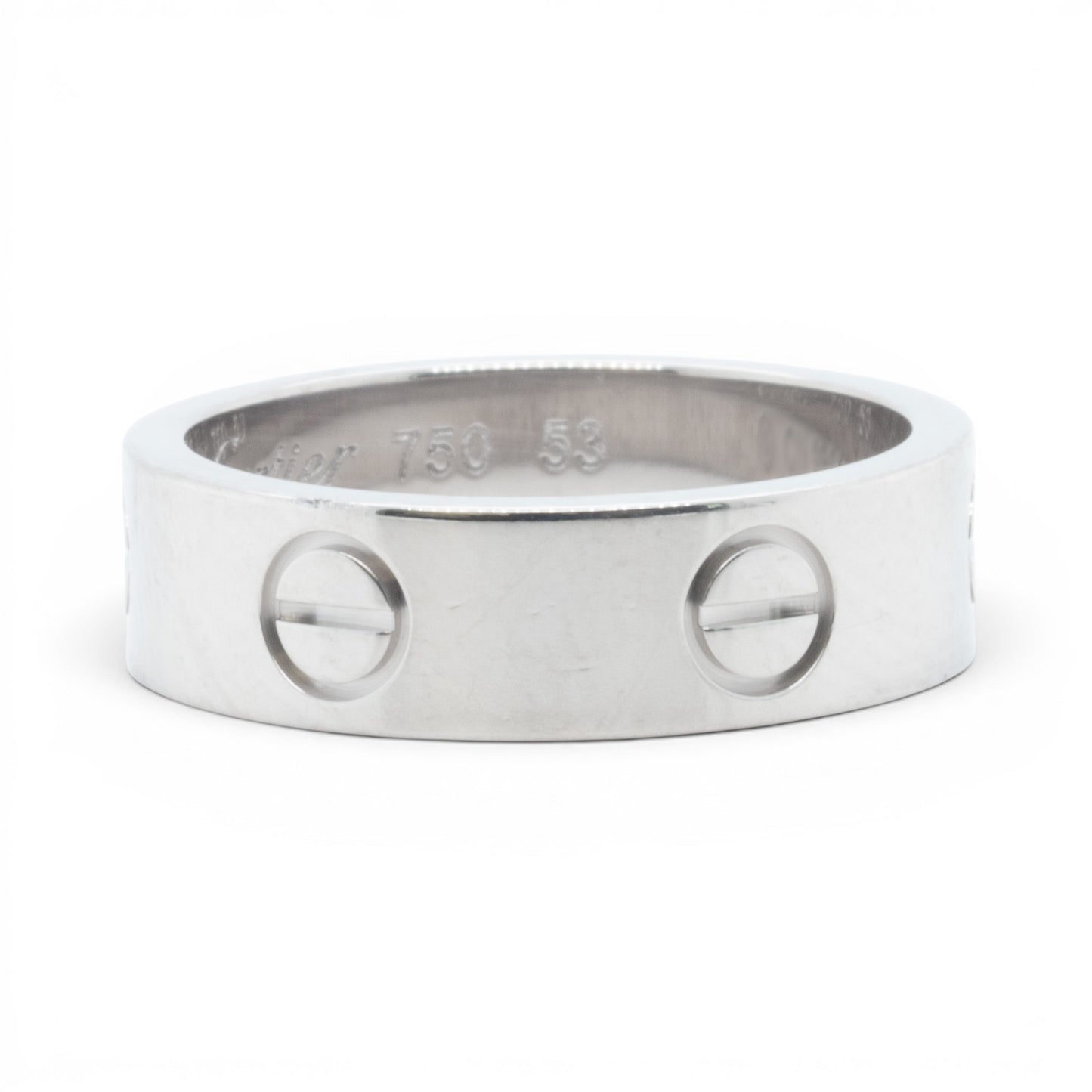 Cartier LOVE 18k White Gold 5.5MM Wedding Band Ring Size 53 US 6.25 w/ BOX