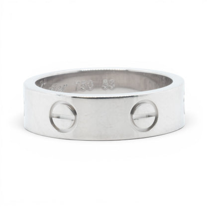Cartier LOVE 18k White Gold 5.5MM Wedding Band Ring Size 53 US 6.25 w/ BOX