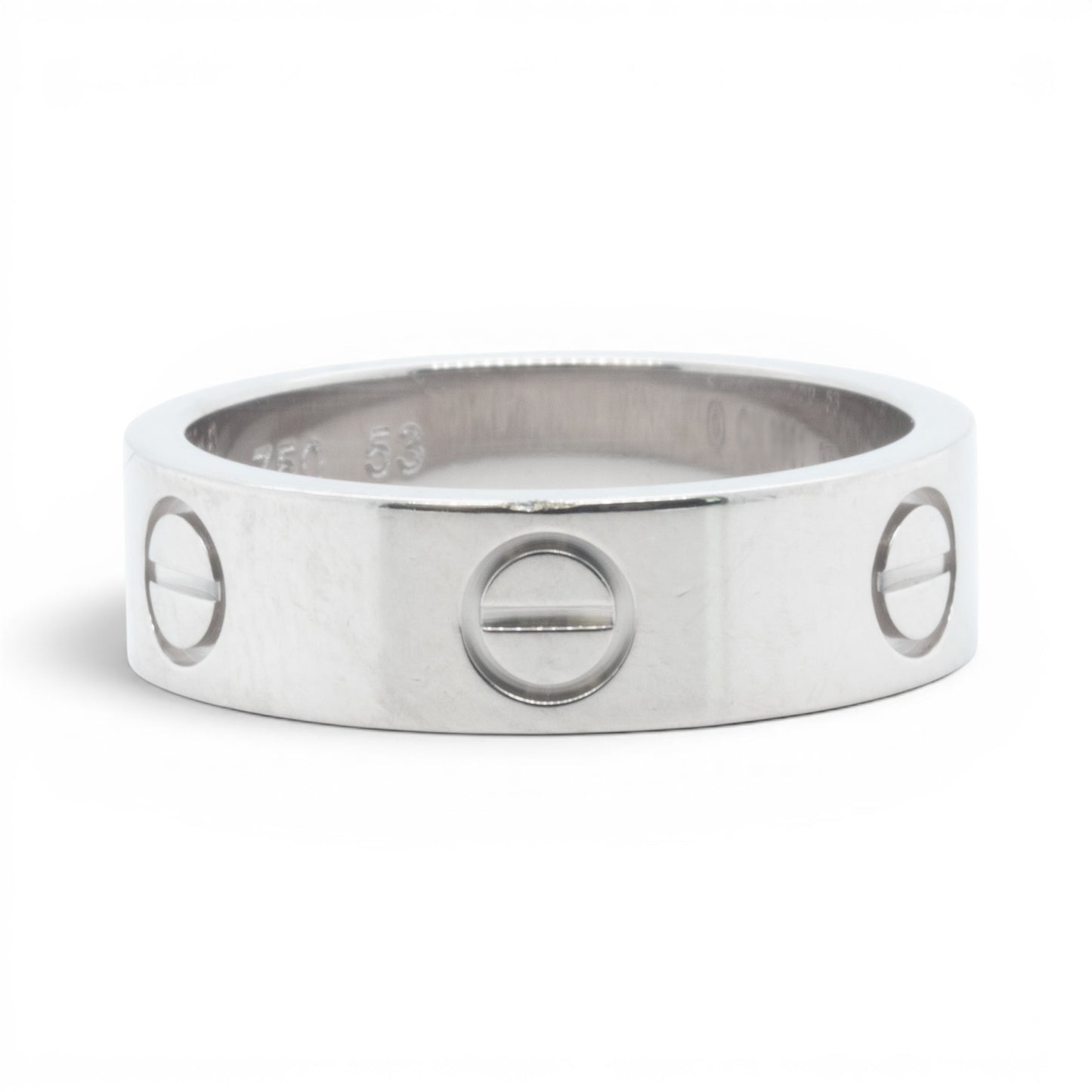 Cartier LOVE 18k White Gold 5.5MM Wedding Band Ring Size 53 US 6.25 w/ BOX