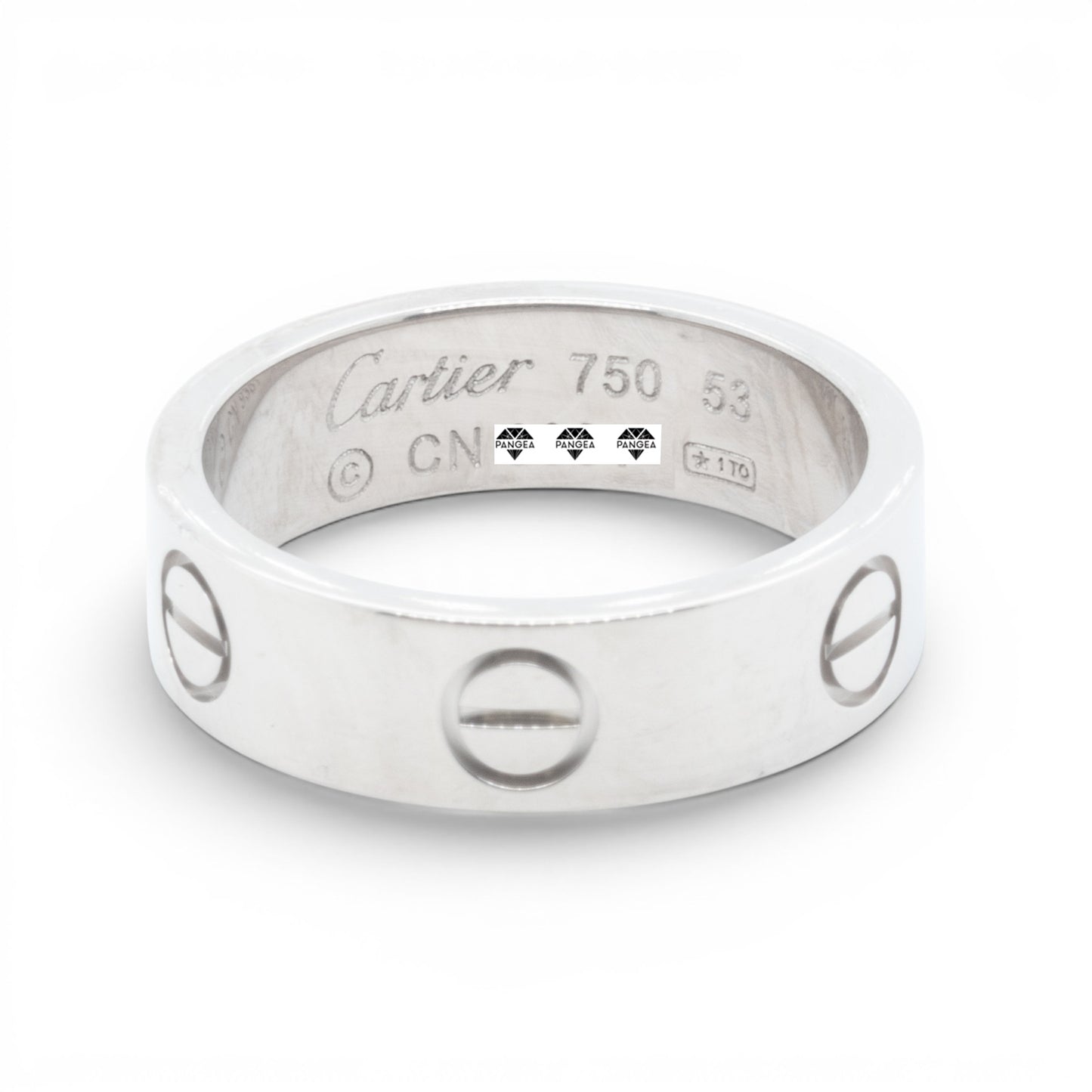 Cartier LOVE 18k White Gold 5.5MM Wedding Band Ring Size 53 US 6.25 w/ BOX